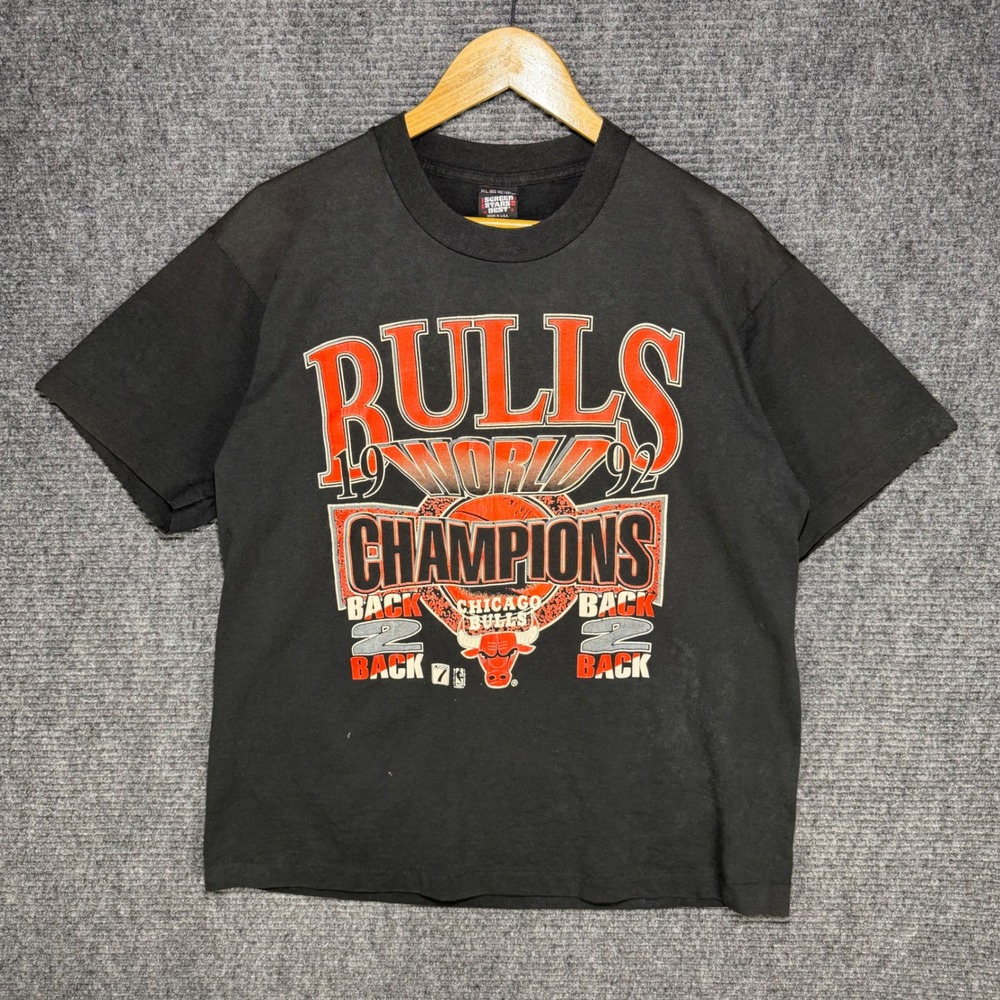 Vintage 1992 Chicago Bulls World Champions T-Shirt Screen Stars Best XL Black